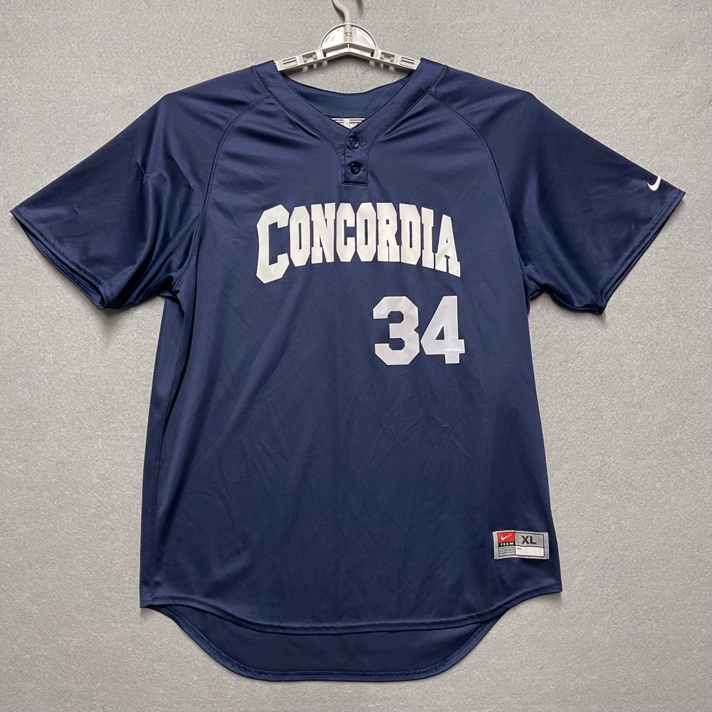 Concordia University Cavaliers Baseball Jersey Mens XL Blue #34 Player Worn NCAA